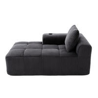 SOFA mit Seitenfächern und Becherhaltern 158 x 93 cm Cord Dark Gray - Dunkelgrau, Kunststoff (158/61/93cm) - Meubliv