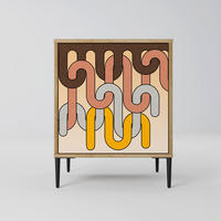 SIDEBOARD COLORFUL STRINGS, Eichefarben, 57,5x42x72,5 cm, Schwarze Metallfüße - Eichefarben/Multicolor, Holzwerkstoff/Metall (57.5/72.5/42cm) - SpaceRebels