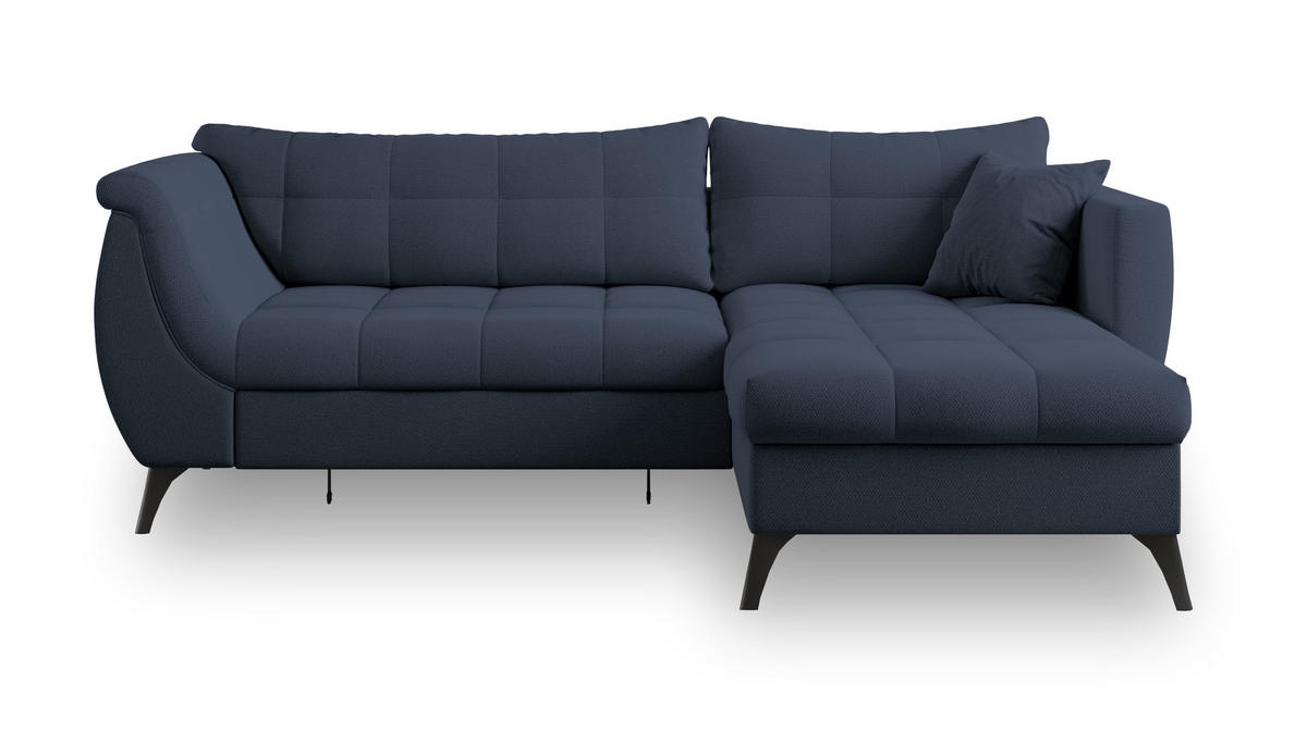 ECKSOFA MOLLIS Blau Geflochtener-Stoff mit Schlaffunktion - Blau, Holz (241/154cm) - MASSENO