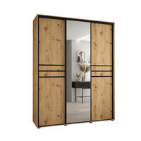 SCHWEBETÜRENSCHRANK 235,2/200/45 3-türig - Schwarz/Eiche Artisan, Holz/Metall (200/235/45cm) - Abiks Möbel