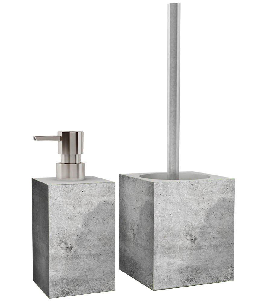 BADEZIMMER Set Beton - Grau, Kunststoff (7/17/7cm) - Sanilo