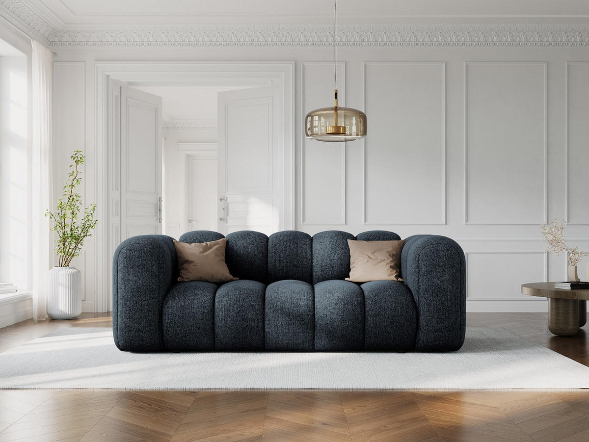 SOFA Lupine aus Chenille-Stoff königsblau 2 Sitzplätze - Dunkelblau, Textil (95/70/200cm) - Micadoni