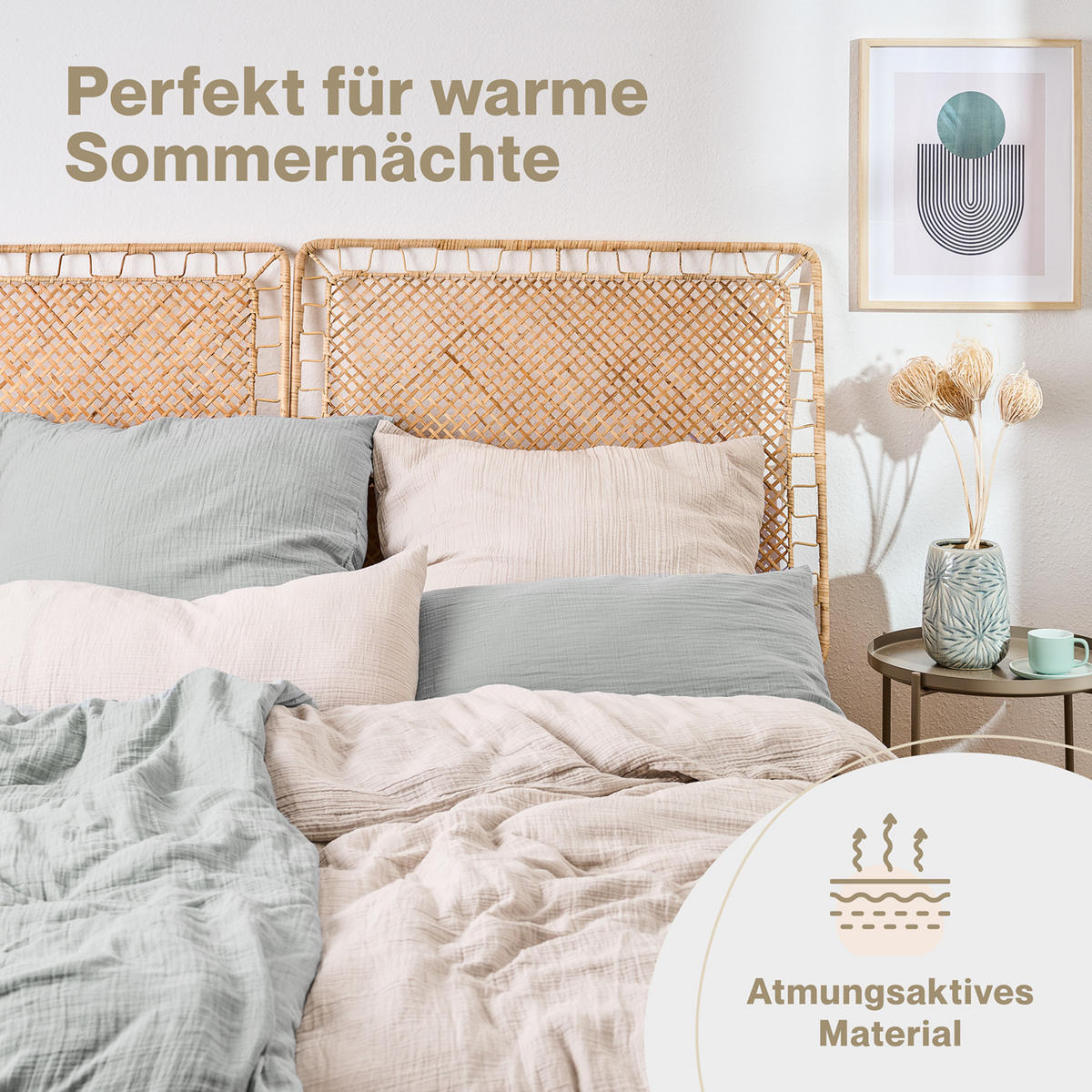 BETTWÄSCHE Musselin, 100% Baumwolle, 135/200 cm & 40/80 cm - Blau, Textil (135/200cm) - Blumtal