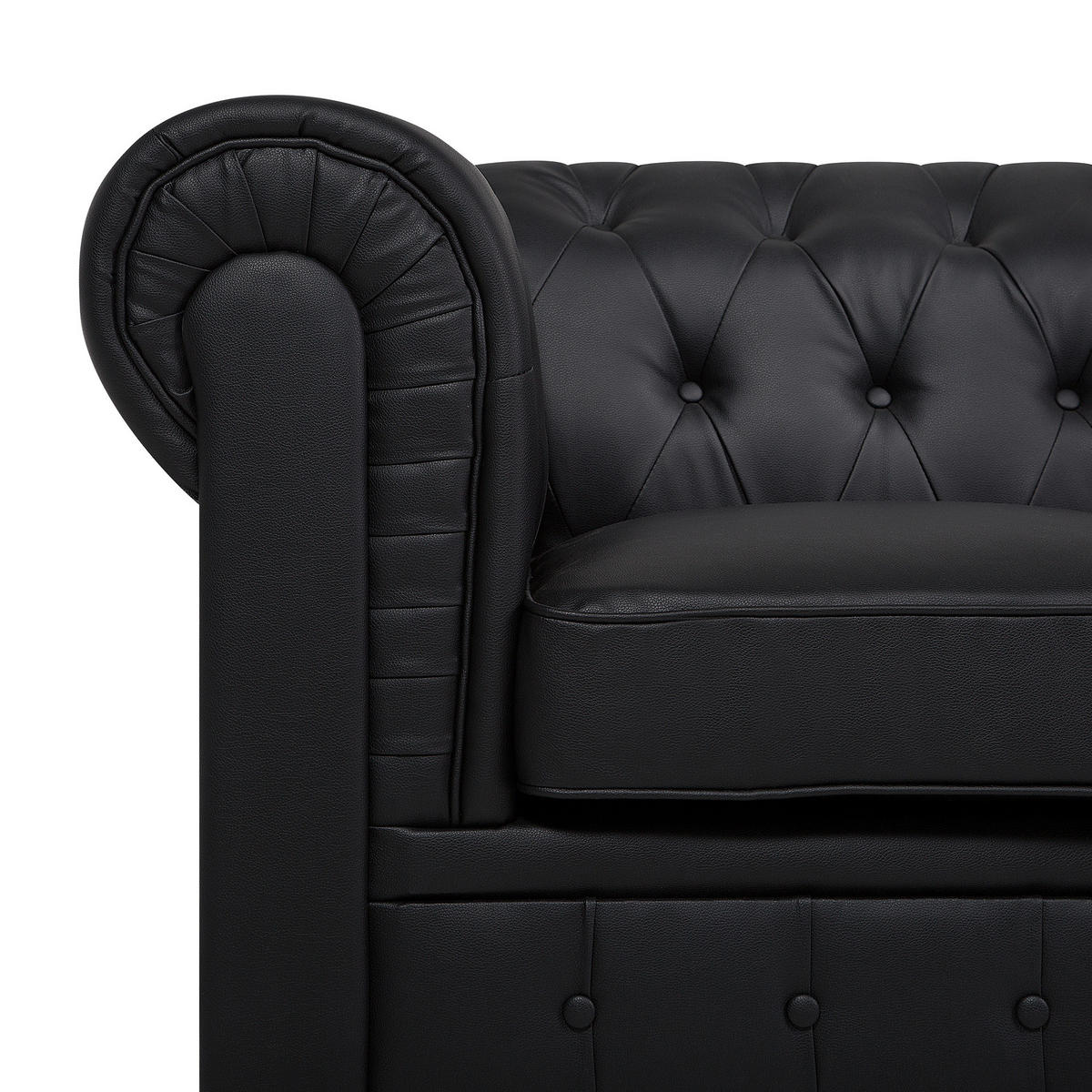 SESSEL Kunstleder schwarz Chesterfield - Dunkelbraun/Schwarz, Kunststoff (112/79/85cm) - Beliani