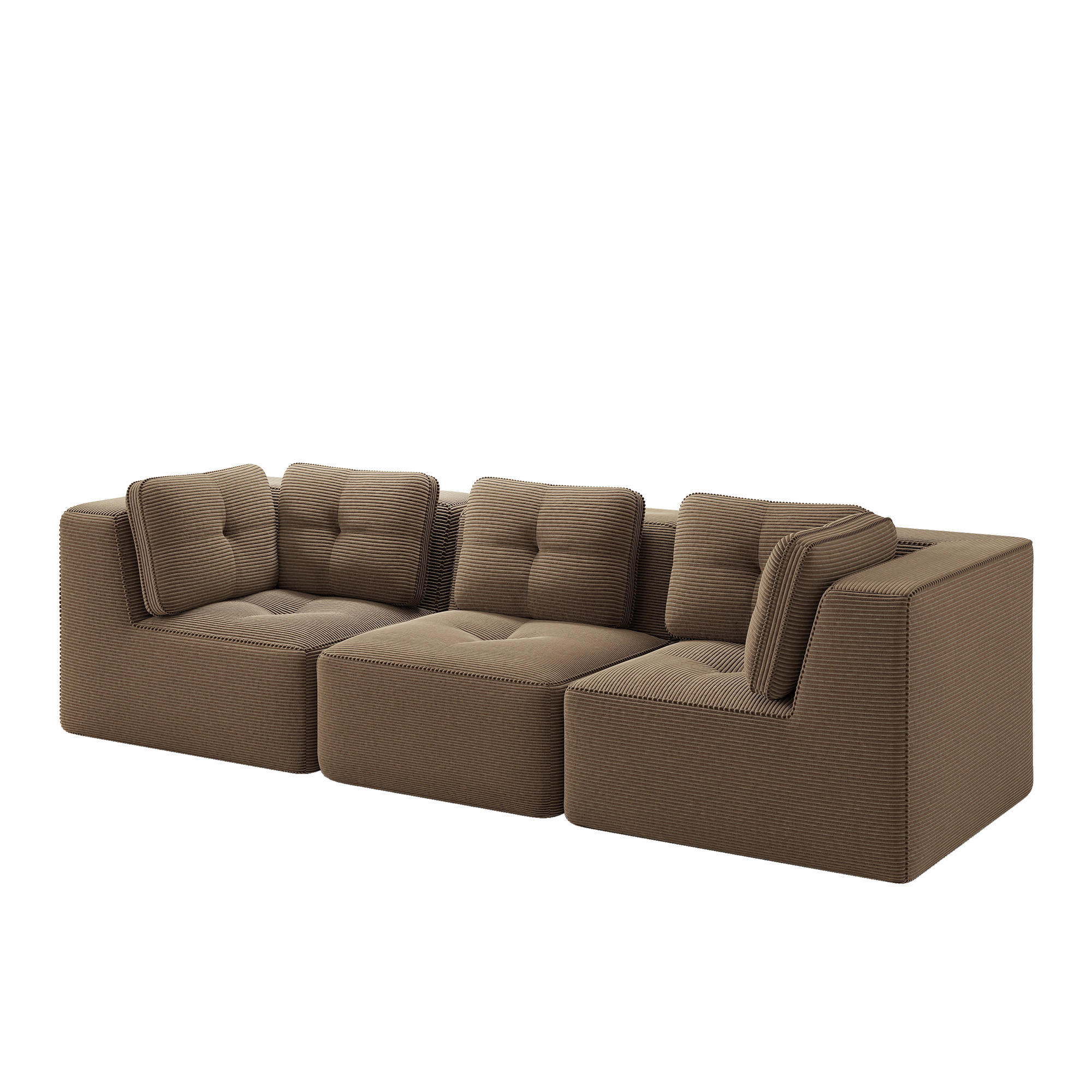 3-SITZER Sofa 297×104×69 cm Cordstoff rahmenlos modular, braun - Braun, Textil (104/69/297cm)