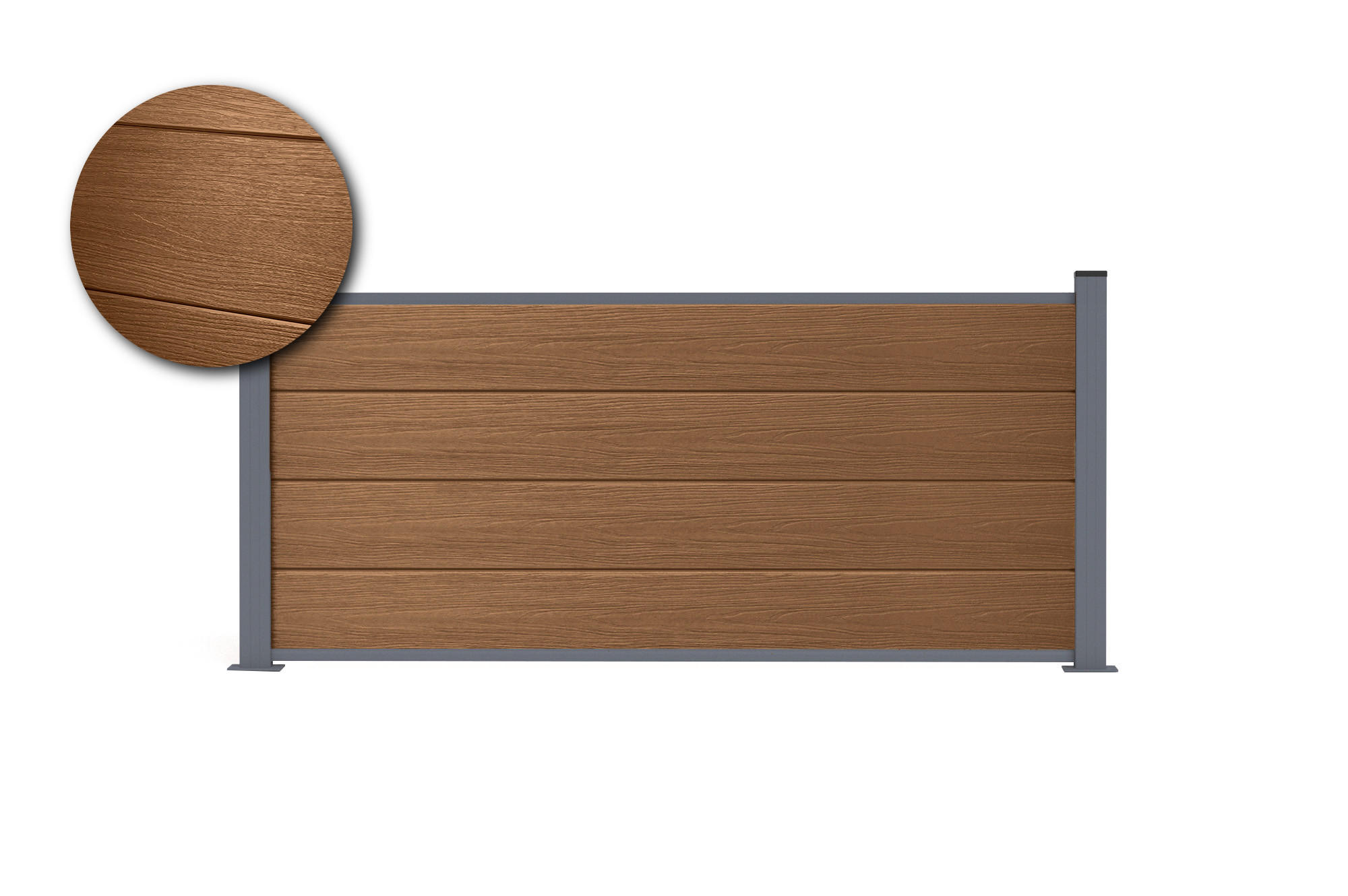VERBUNDZAUN 2 m STOCKHORN H. 90 cm auf Fundamentplatte, Teak - Braun, Holzwerkstoff (200/90cm) - Casanoov