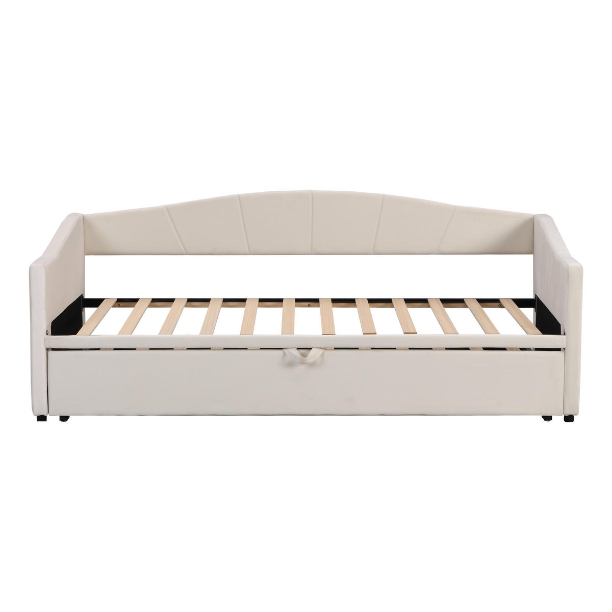 POLSTERBETT 90/180x200 Beige Samt Ausziehbar - Beige, Textil (180/200cm) - FLIEKS