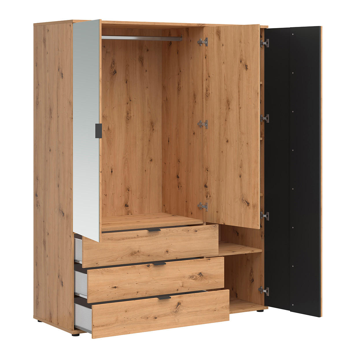 SCHRANK 3 Türen Ezra Holz - Braun, Holzwerkstoff (150.5/195.5/56cm) - Petits-meubles