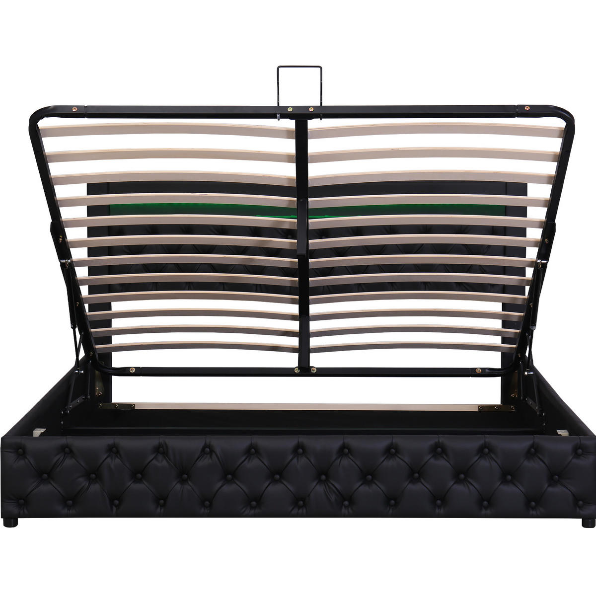 POLSTERBETT 140/200 cm schwarz aus PU mit Bettkasten und LED-Beleuchtung - Schwarz, Kunststoff (140/200cm) - OKMYHOME
