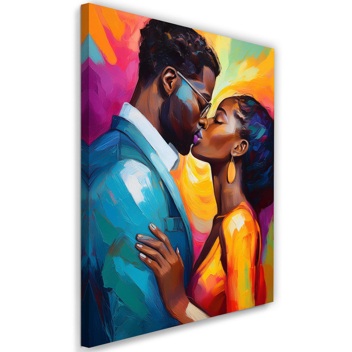 WANDBILD liebeskuss frau mann - Multicolor, Textil (40/60cm) - Feeby