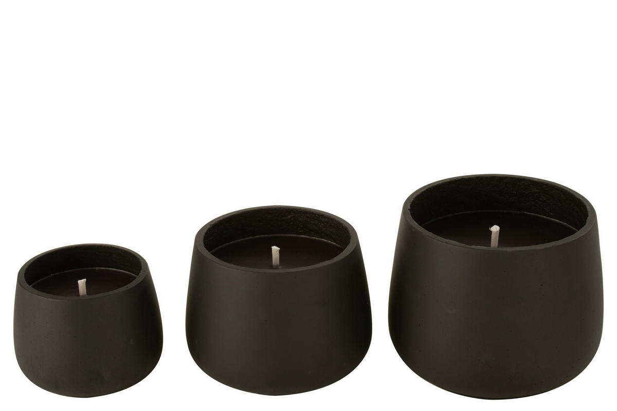 KERZEN CYRA - Zement - Schwarz - L - 48 Std. - Schwarz, Stein (20.5/16cm) - J-Line