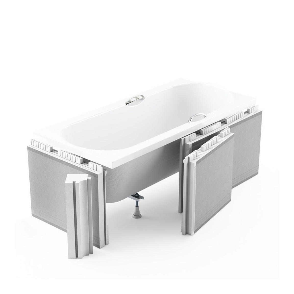 BADEWANNE Rechteck CLASSIC SLIM 130/70 mit Styro Ablage 4cm Ablauf Füße - Weiß, Kunststoff (70/54.5/130cm) - bad land