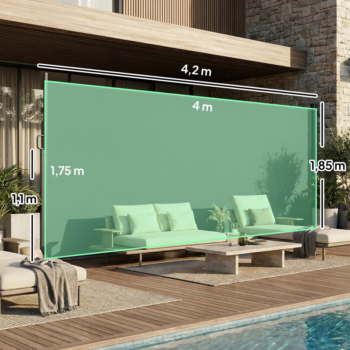 SEITENMARKISE Aluminium Polyester Dunkelgrau - Dunkelgrau, Metall (5/185/420cm) - Outsunny