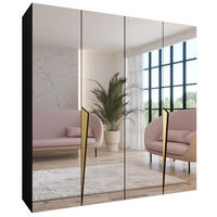 DREHTÜRENSCHRANK 202/200/52 4-türig - Goldfarben/Schwarz, Holz/Metall (200/202/52cm) - Abiks Möbel