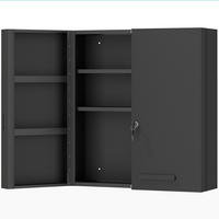 MEDIZINSCHRANK Kaltgewalzter-Stahl Schwarz - Schwarz, Metall (18/60/55cm) - Kleankin