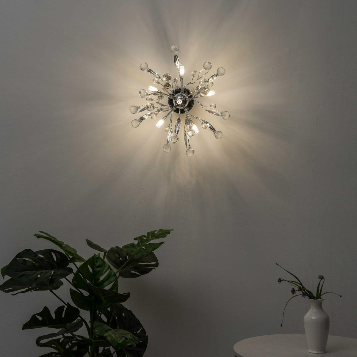 DECKENLEUCHTE Steinbach, Silber/Chrom, 42cm - Chromfarben, Glas (42/42/26cm) - KOSILUM