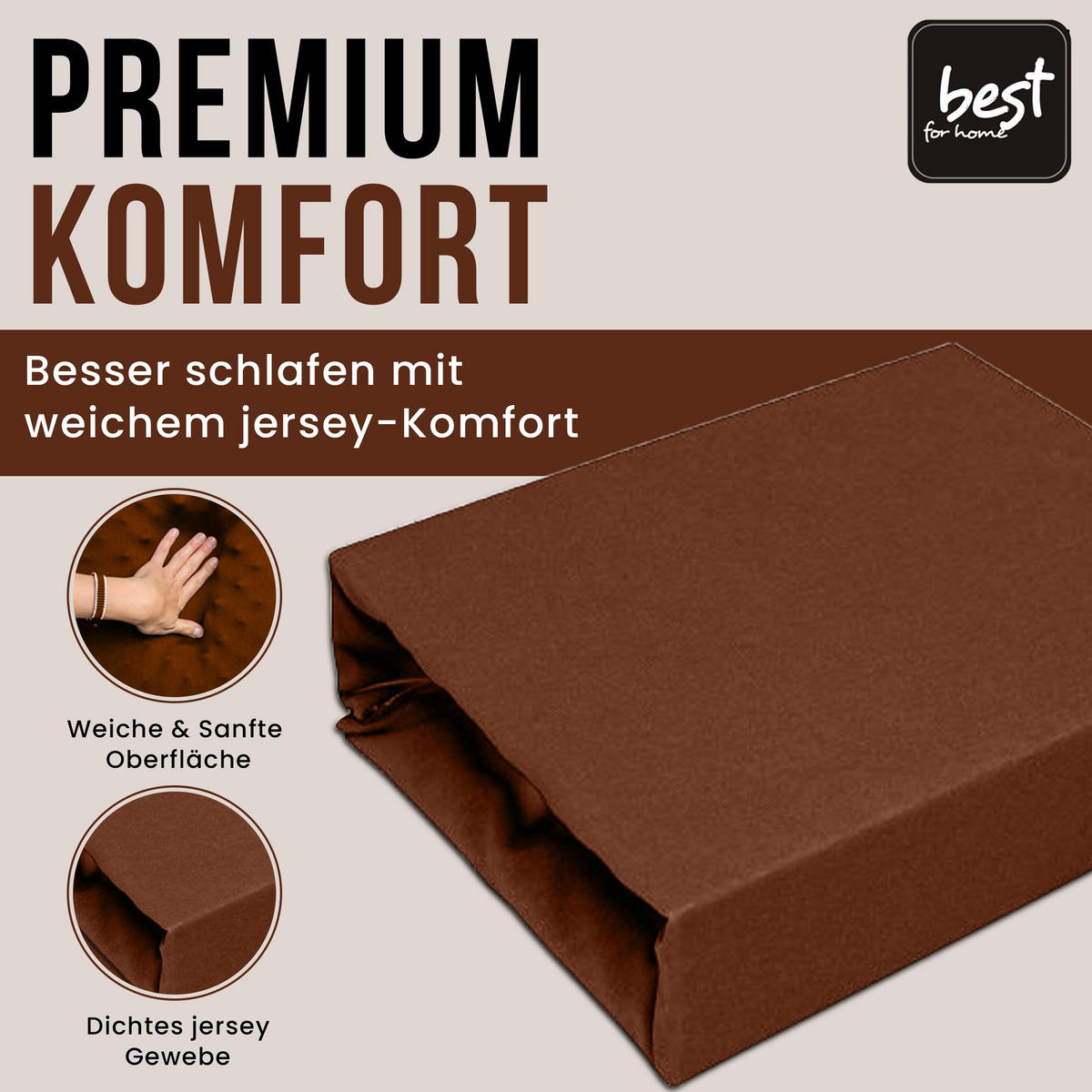 SPANNBETTLAKEN 160/200 cm, Jersey Elastisch 100 % Baumwolle Schokoladenbraun - Dunkelbraun, Textil (160/200cm) - Best For Home