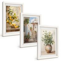 BILDER SET 3er Set - 20x30 cm Weißer Rahmen - Zitronen in einer Pflanzenvase - Weiß, Kunststoff (20/30cm) - TULUP
