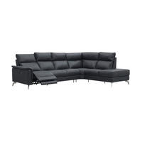 ECKSOFA Borea Echtleder mit 1 x Relaxfunktion Schwarz - Schwarz, Leder/Metall (310/220cm)