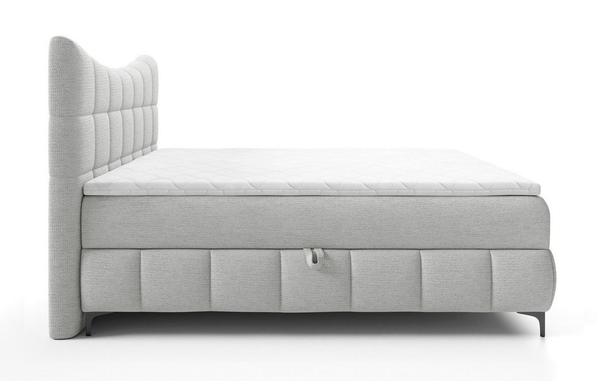 BOXSPRINGBETT 200x200 Almera, Chenille, Bettkasten, Matratze, Hellgrau - Hellgrau, Holz/Textil (200/200cm) - Emporius