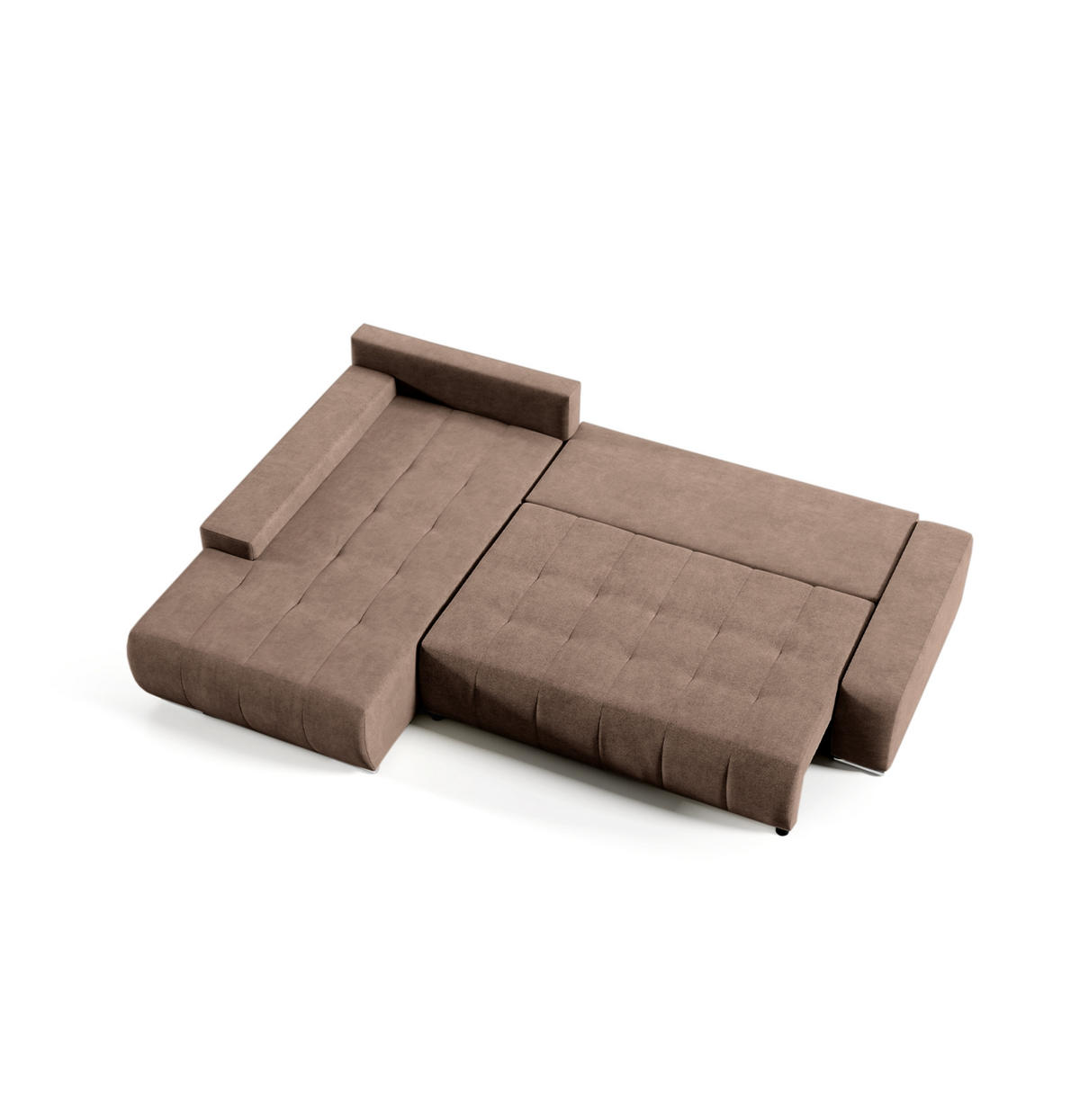 ECKSOFA mit Schlaffunktion Dhaka L, Braun - Dunkelbraun, Textil (185/265cm) - Fedve