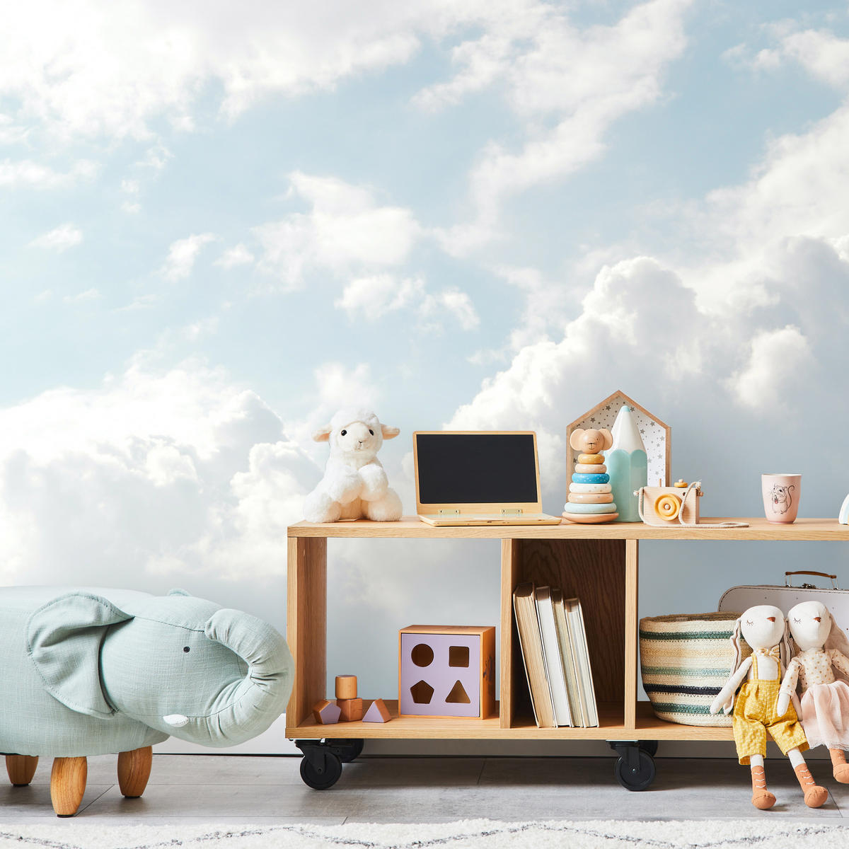 FOTOTAPETE für Schlafzimmer Dichte Weiße Wolken Himmel 150x105 - Blau/Weiß, Papier (150/105cm) - Muralo