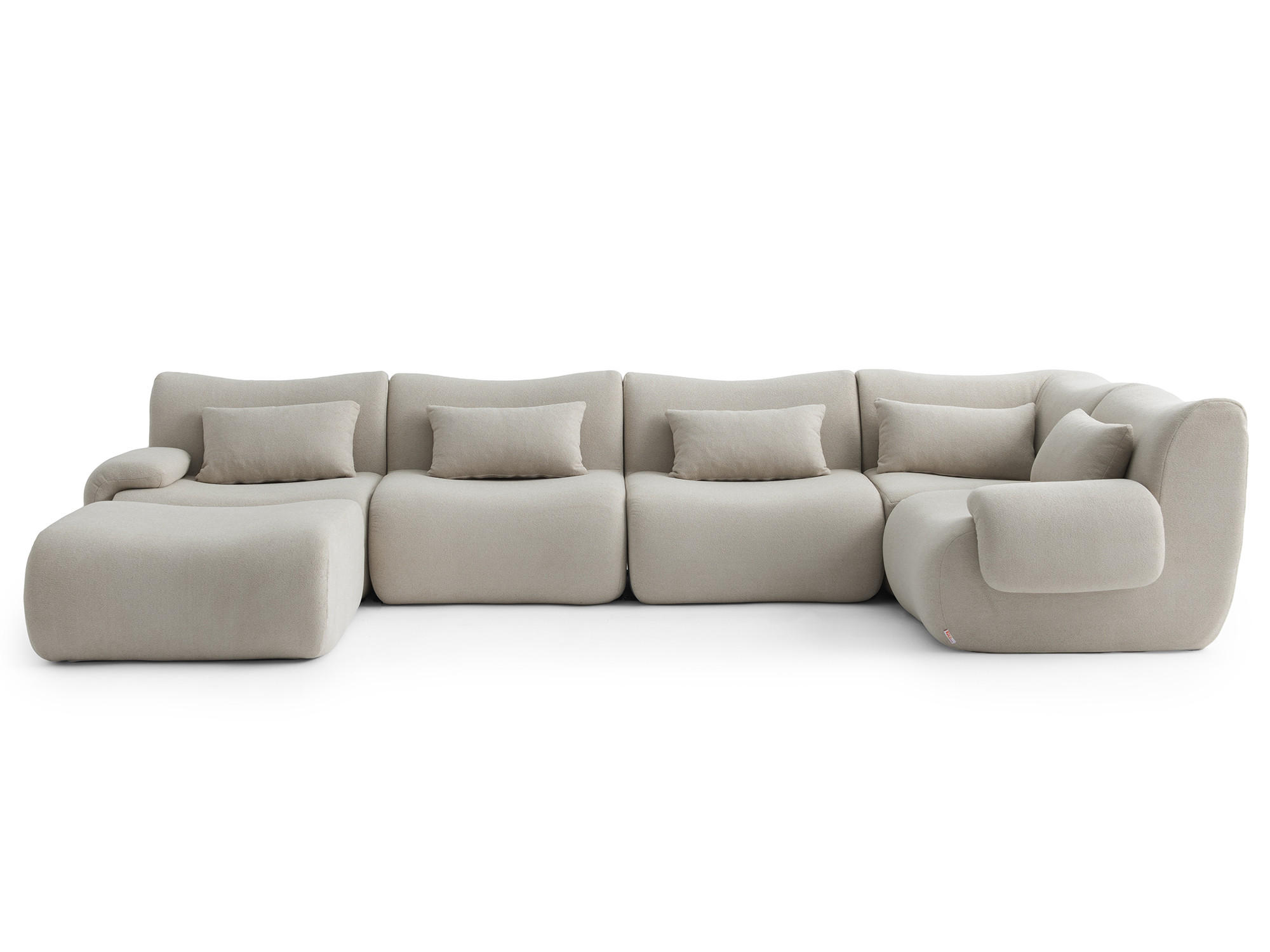 WOHNLANDSCHAFT Bouclé-Stoff Steinbeige - Beige, Textil (356/73/190cm) - MILYsofa