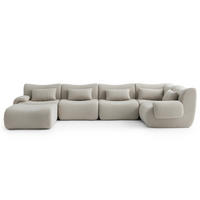 WOHNLANDSCHAFT Bouclé-Stoff Steinbeige - Beige, Textil (356/73/190cm) - MILYsofa