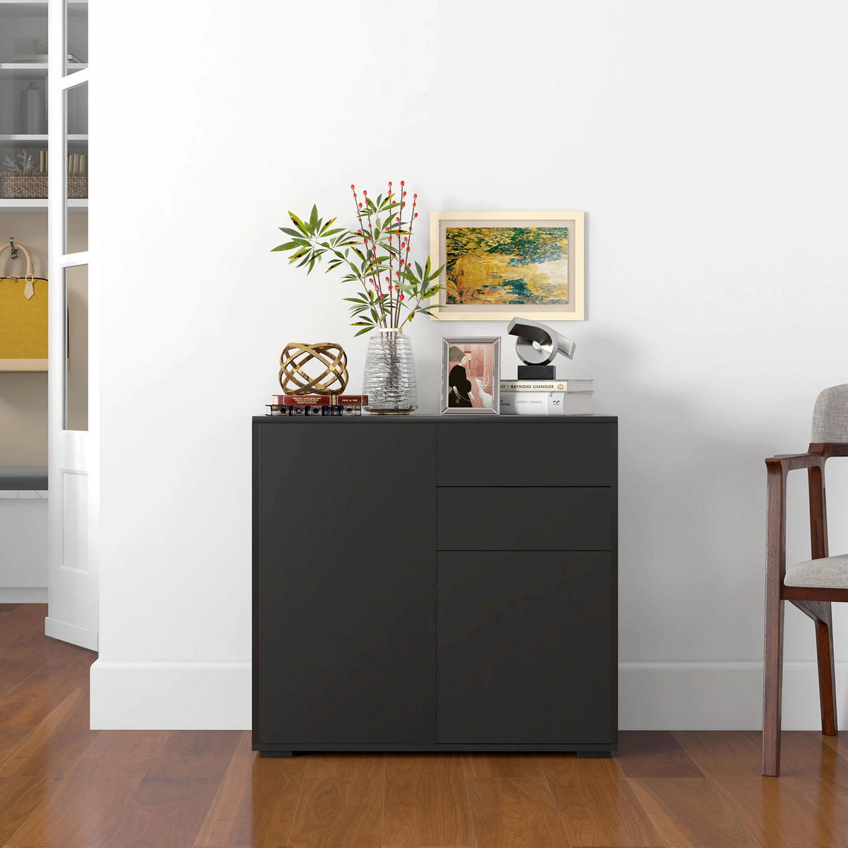 AUFBEWAHRUNGSSCHRANK, Spanplatte, Schwarz, 79 x 36 x 74 cm - Schwarz, Holzwerkstoff (36/74/79cm) - HOMCOM