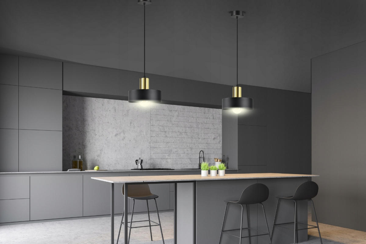 PENDELLEUCHTE BLACKSPOT - Goldfarben/Schwarz, Metall (20/20/100cm) - kiki design