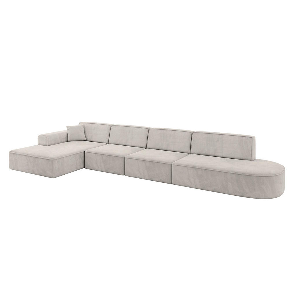 ALTDECOR ROHOVÁ SEDACÍ SOUPRAVA s otomanem vlevo IREA-L3-v3 – 413 x 171 x 79 cm světle hnědá