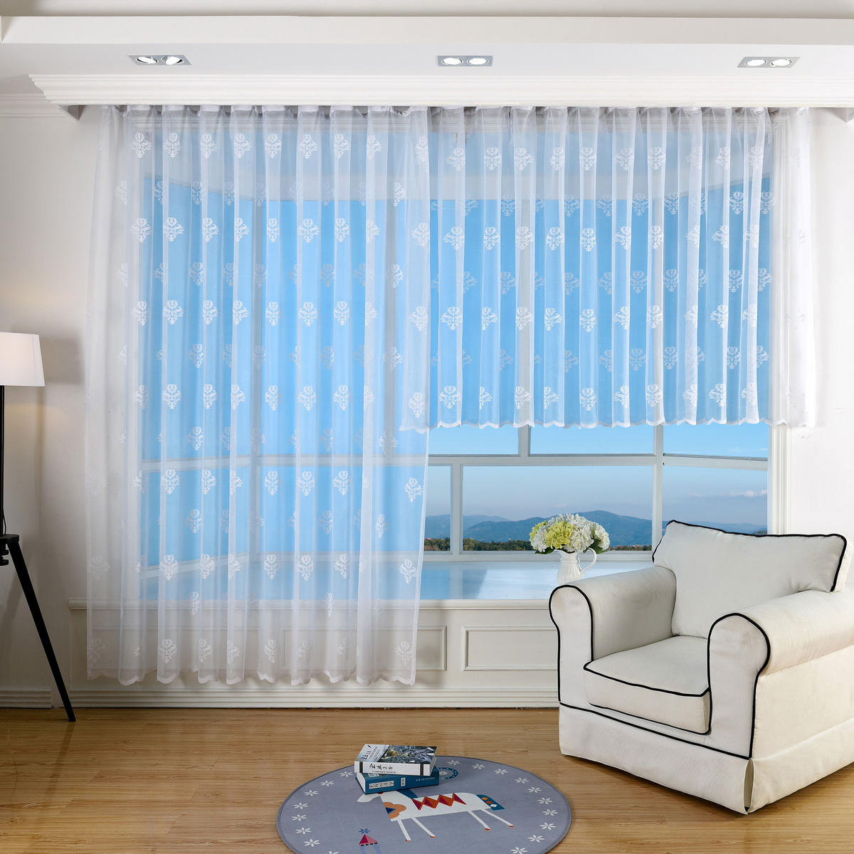 VORHANG BLUMENMUSTER HxB 245x450 cm Weiß - Weiß, Textil (450/245cm) - Gardinenbox