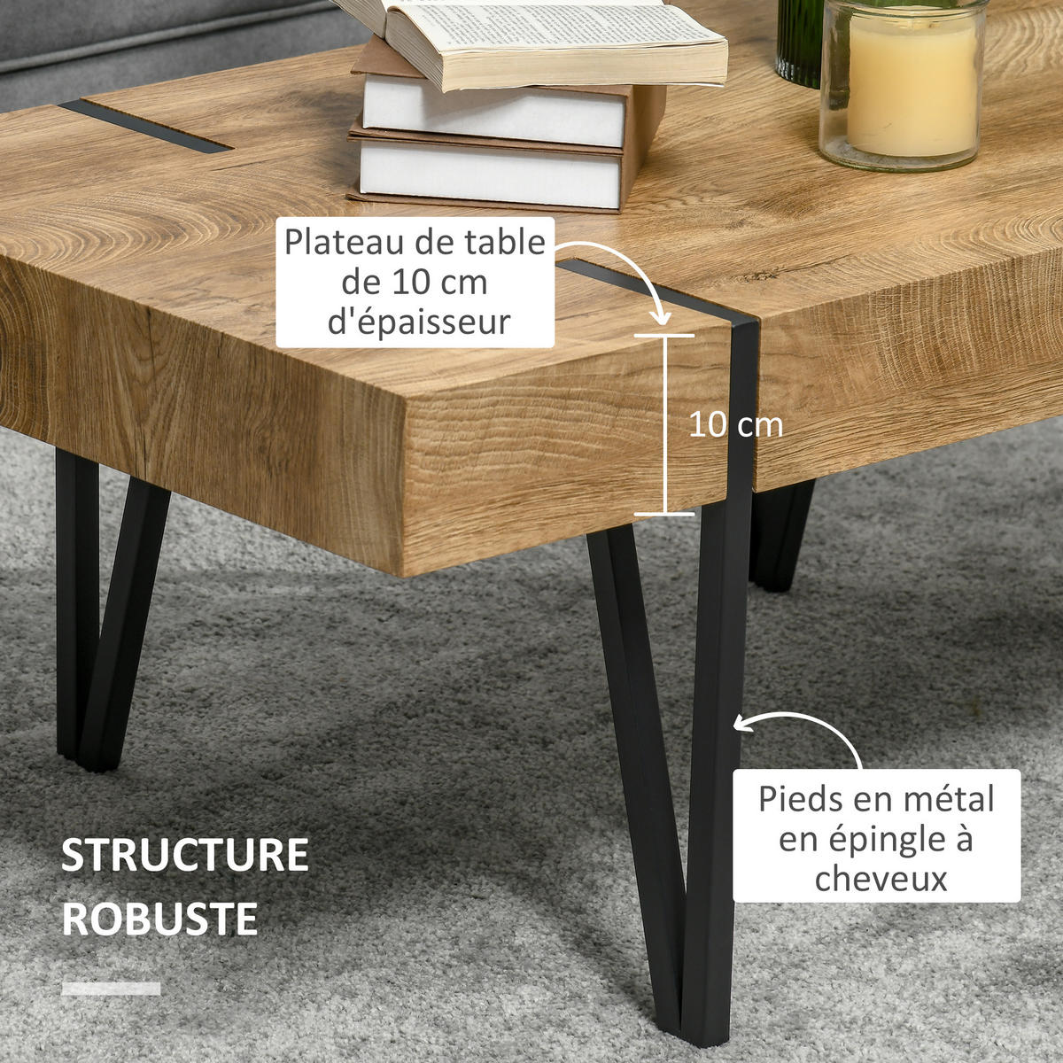 COUCHTISCH DE-15735 industrieller Stil Holzoptik - Naturfarben, Holzwerkstoff (105/60/42cm) - ComfortXL