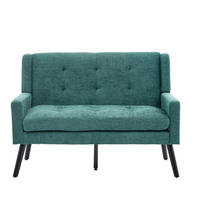 2-SITZER-SOFA Massivholz,dicke Schaumfüllung,Leinenstoff,Grün - Grün, Textil (119/88/75cm) - LVHOM