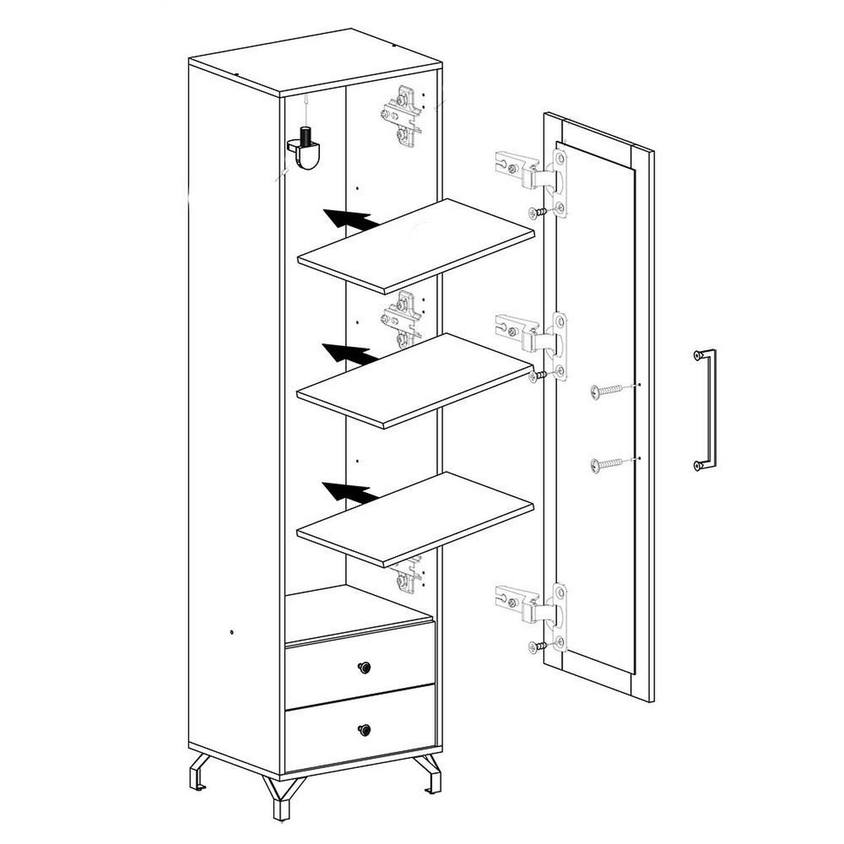 VITRINE – 50 cm – BERGEN System – Weiß - Weiß Hochglanz, Holzwerkstoff (50/190/40cm) - hi-markt