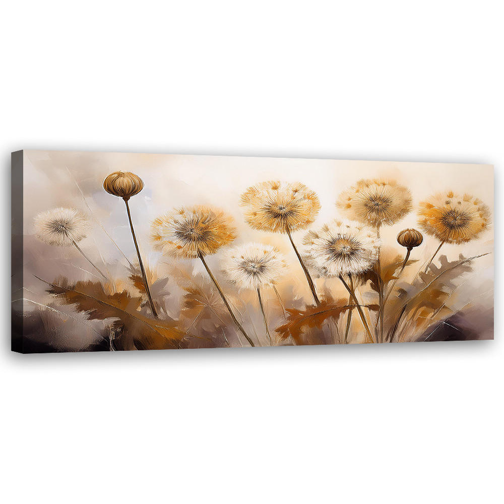 WANDBILD löwenzahn pflanzt blumen auf beigem hintergrund - Beige, Textil (90/30cm) - Feeby