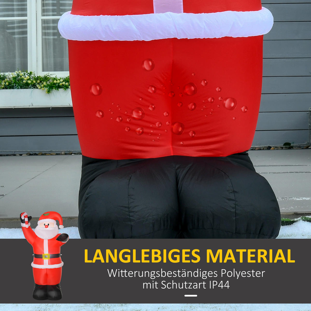WEIHNACHTSDEKO aufblasbar , 2,4 m Weihnachtsmann mit LED-Beleuchtung Zuckerstange - Rot, Textil (90/240/160cm) - HOMCOM