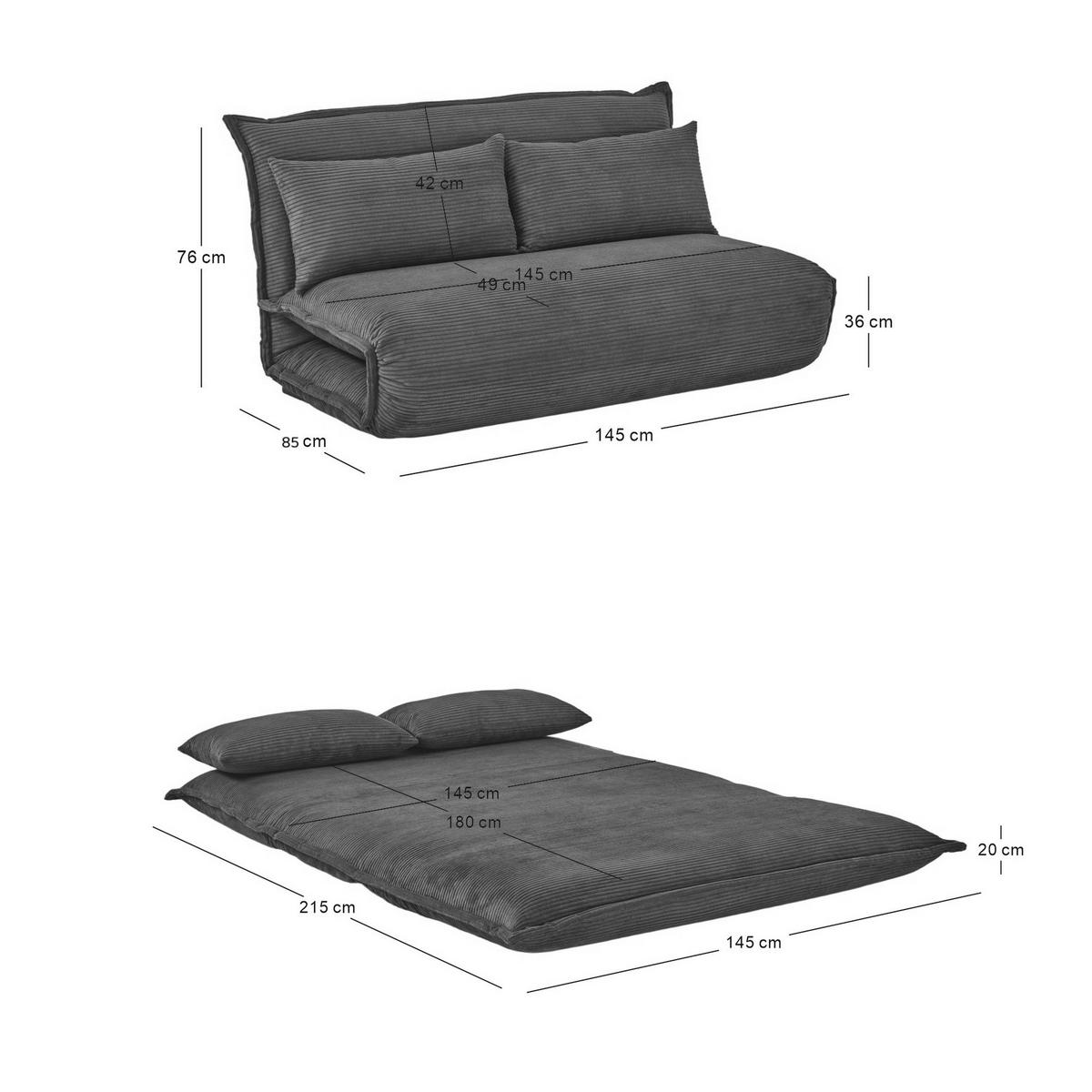 SCHLAFSOFA Cord Grün - Grün, Textil (145/76/85cm) - Nordlys