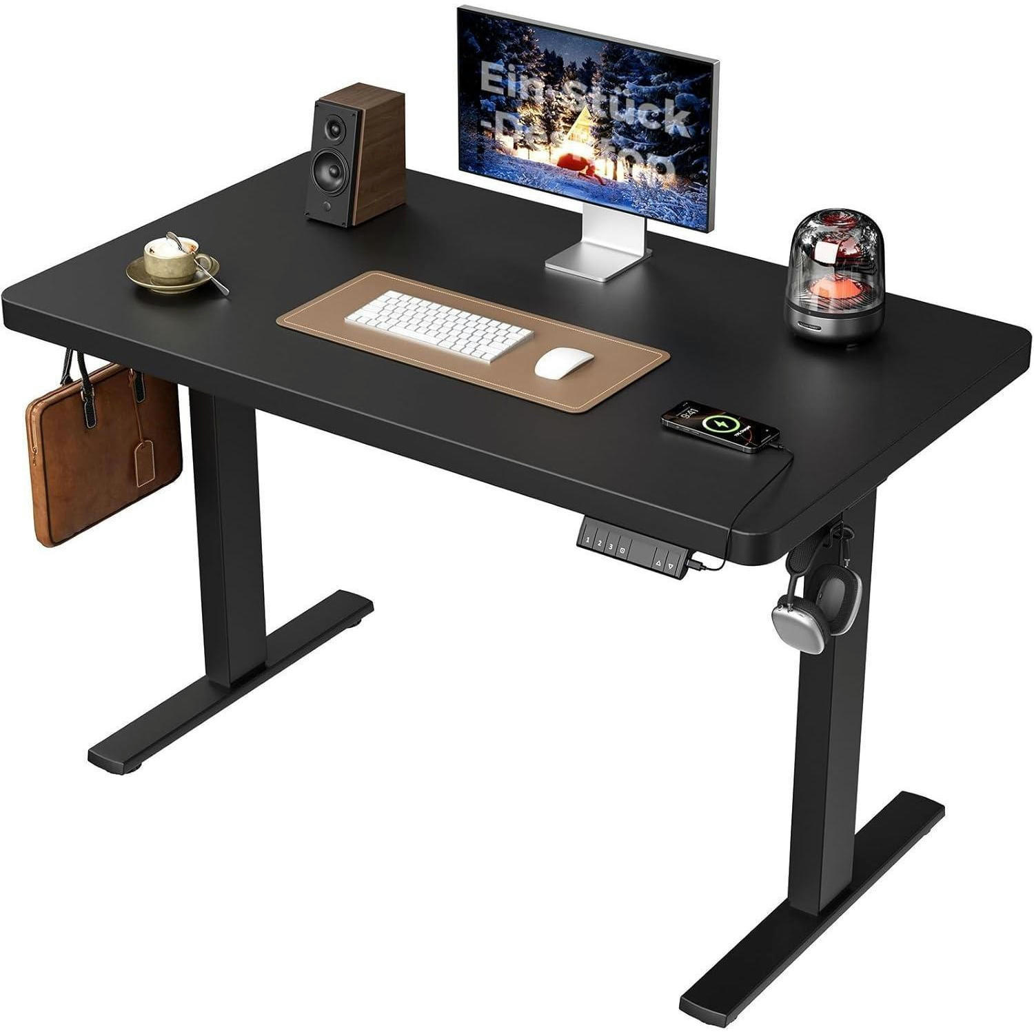 SCHREIBTISCH höhenverstellbar 120 x 60 cm Schwarz - Schwarz, Holz (120/60/75cm)
