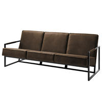 3-SITZER SOFA - Antiklederlook - Graubraun, Textil (185/74/82cm) - home24