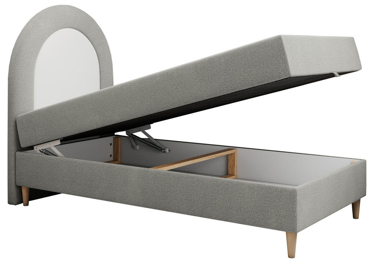 BOXBETT NEST 90/180 Hellgrau Struktur - H3 - Hellgrau, Holz/Textil (90/180cm) - MKS