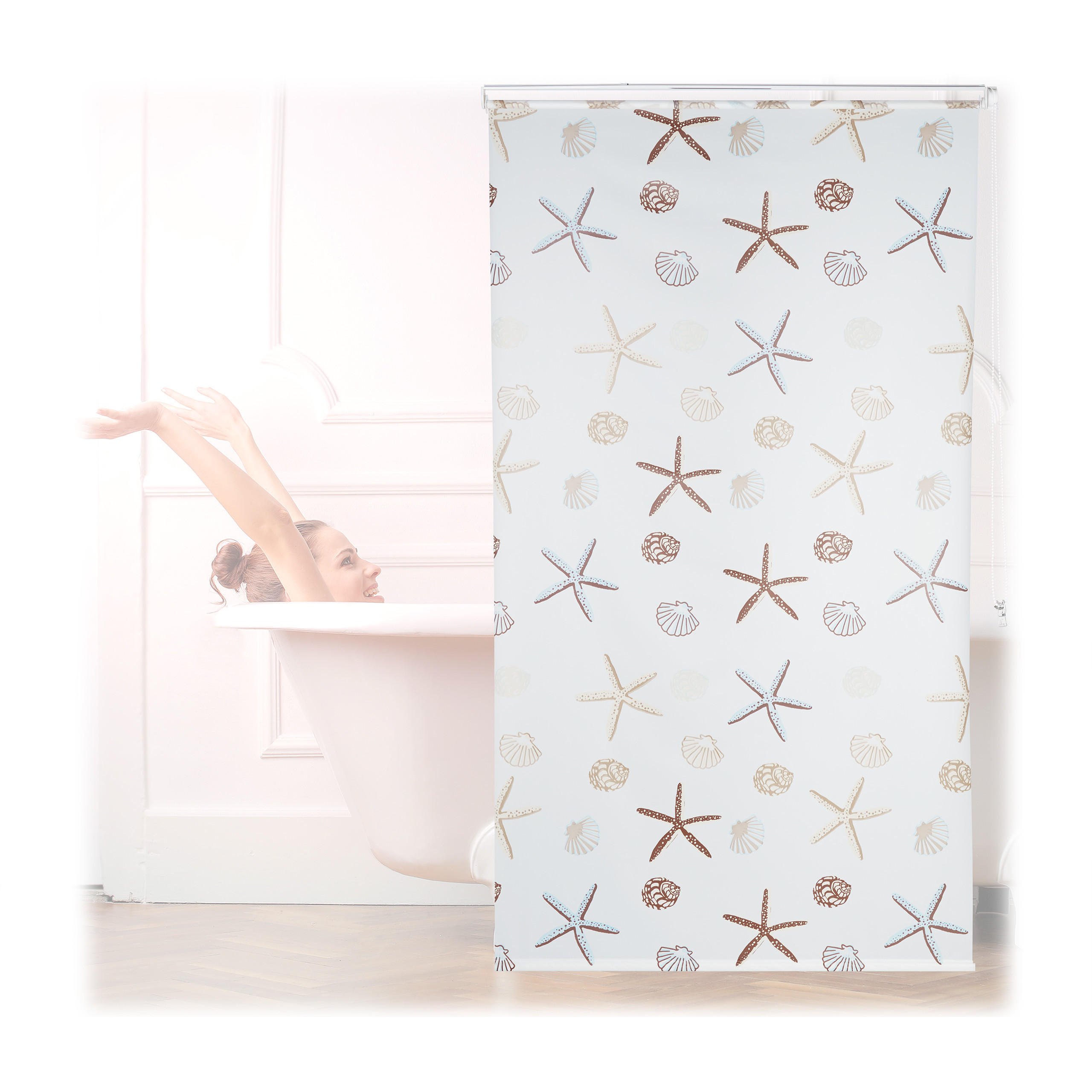 DUSCHROLLO - Multicolor, Kunststoff/Metall (120/5cm) - Relaxdays