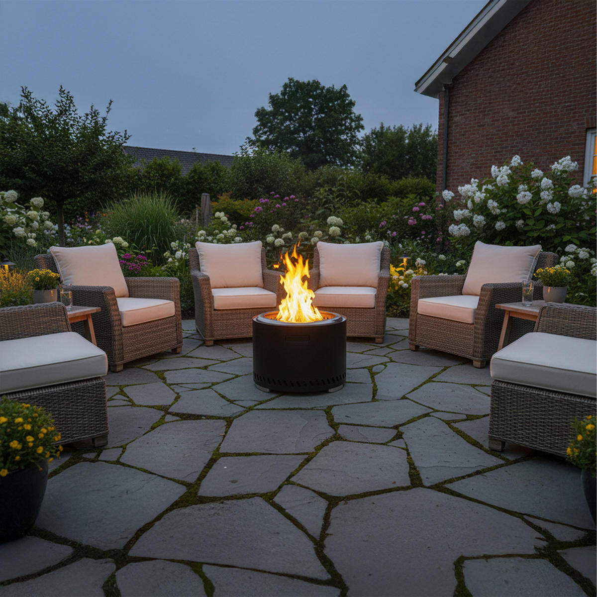 RAUCHFREIE Feuerschale - Schwarz, Textil/Metall (49.5/35/49.5cm) - Relaxdays