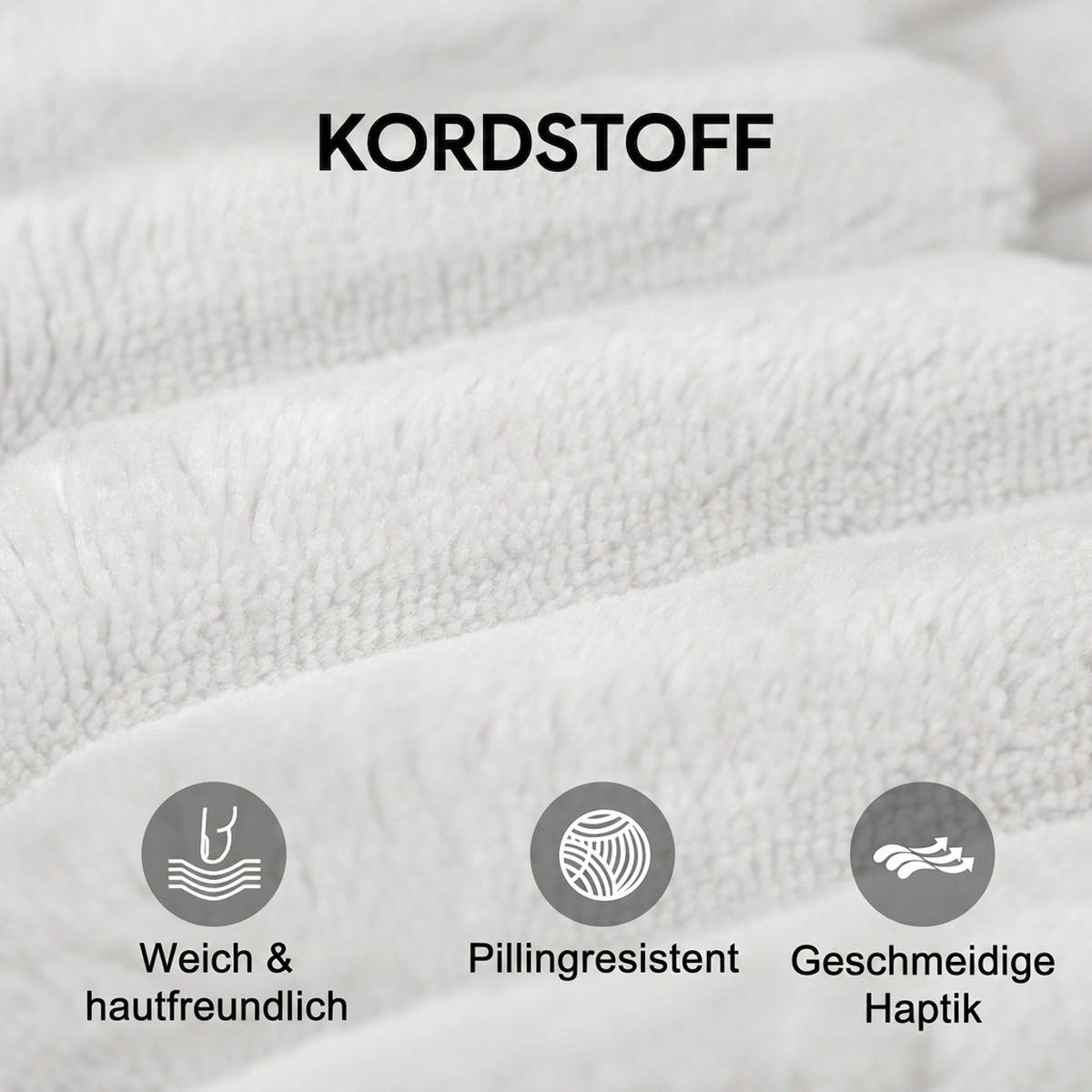 ECKSOFA 270/175/83 cm Weiß Cord mit Chaiselongue, Rechte Seite - Weiß, Textil (270/175cm) - Oxeza