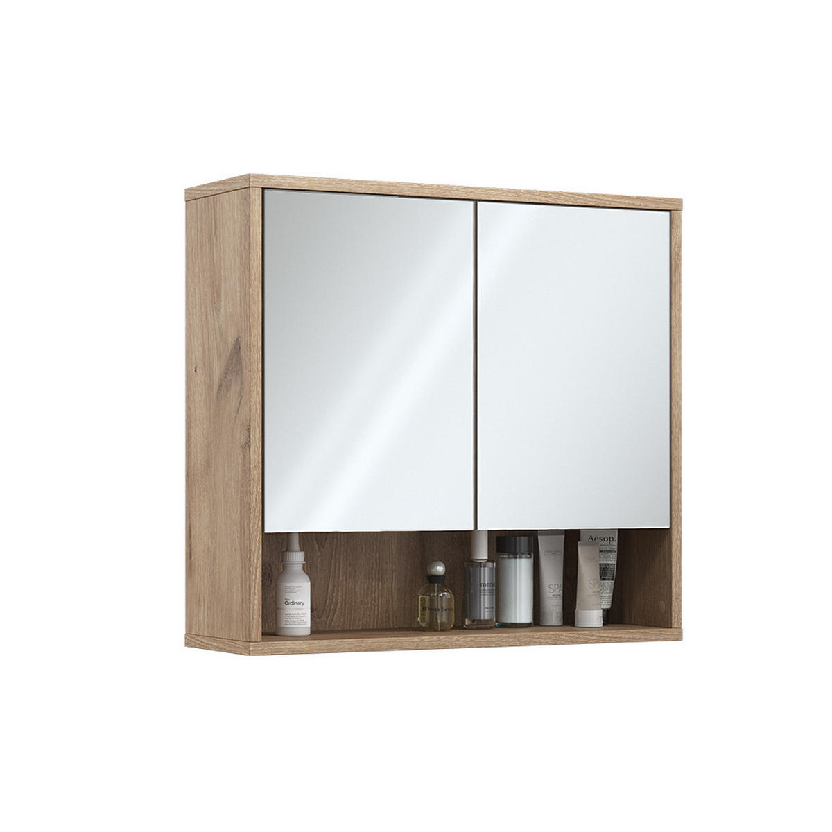 BADSPIEGELSCHRANK Eliza Viking Oak 70 x 65 cm mit 2 Türen - Eichefarben, Holzwerkstoff (70/65/22.1cm) - Vicco