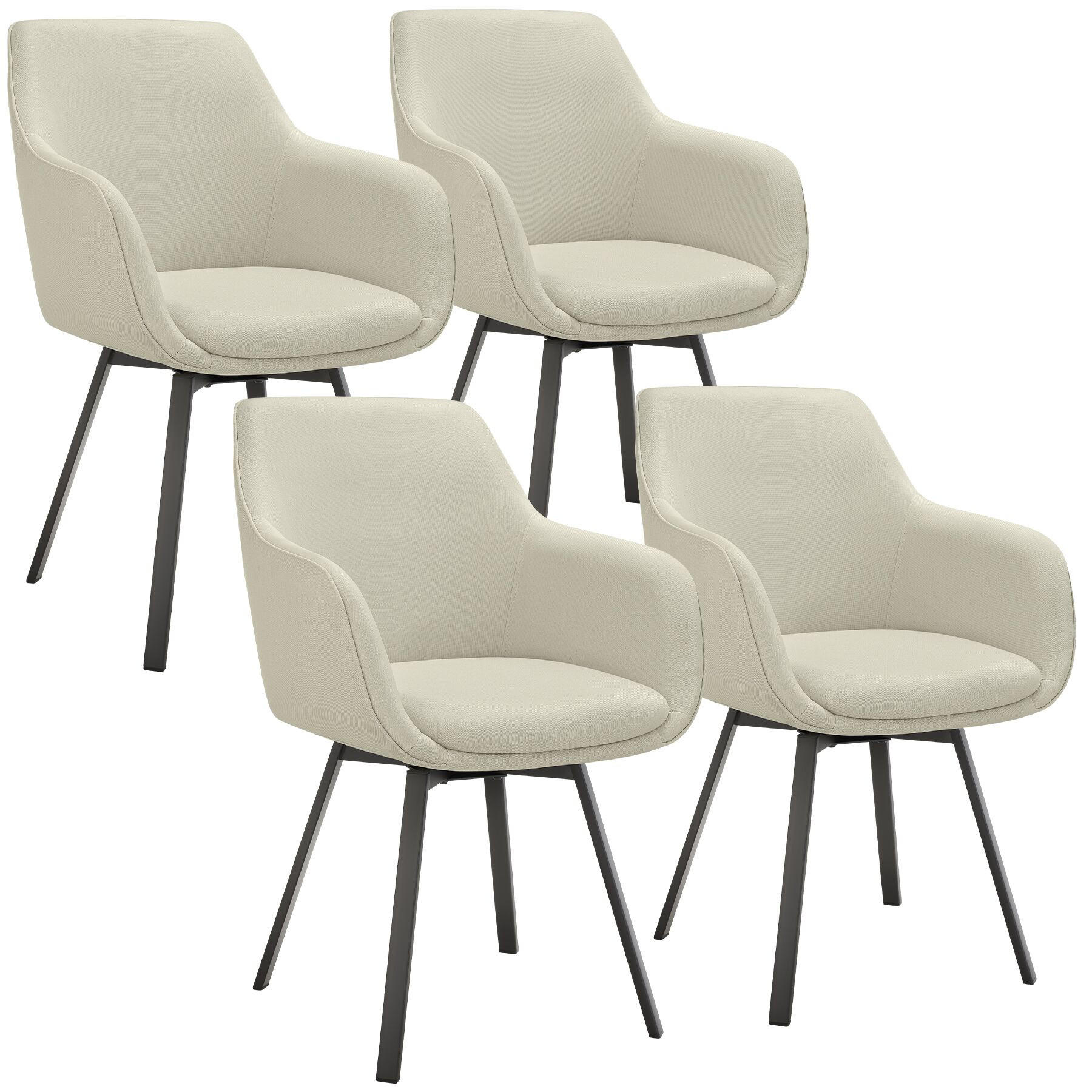 ARMLEHNSTUHL drehbarer 4er Set Alicon 57 x 59 x 88 cm greige - Greige, Textil (57/88/59cm) - tectake
