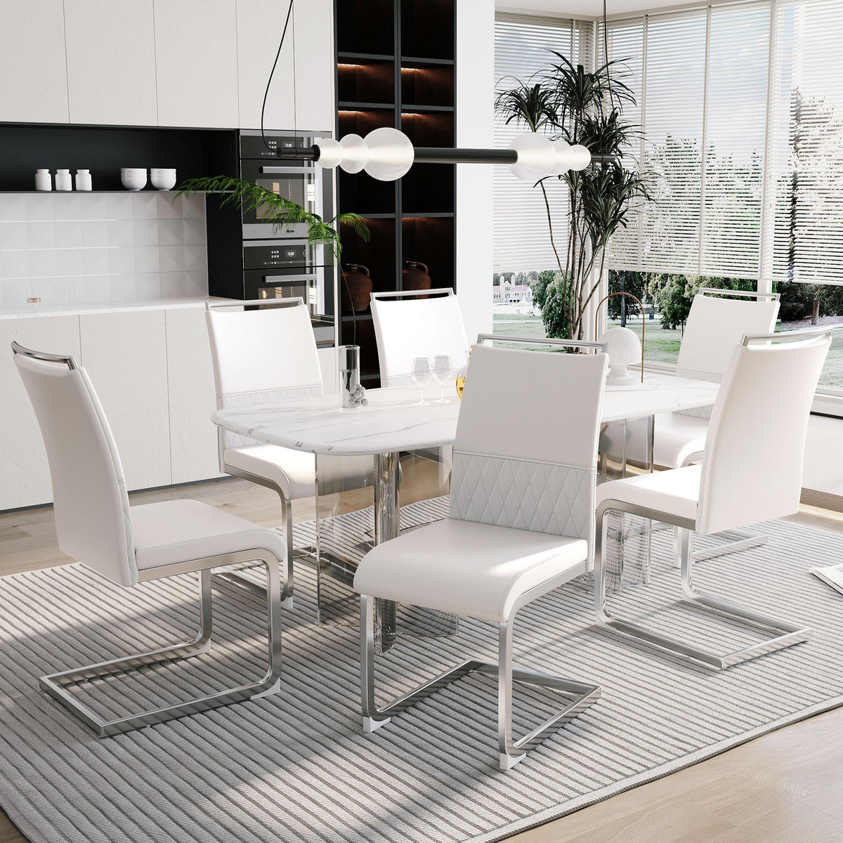 SCHWINGSTUHL DE-35903 6er-Set mit Querstreifen-Rückenlehne Weiß - Weiß, Metall (48/95/42cm) - ComfortXL