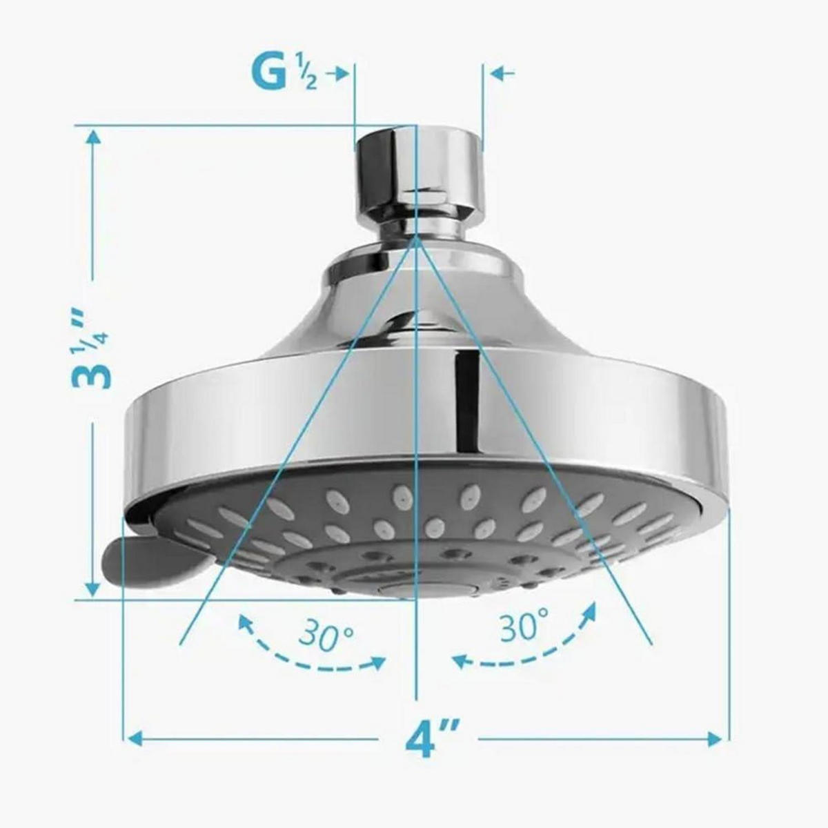 REGENDUSCHE Duschkopf 5 Sprühmodi Chrom 4 Zoll - Silberfarben, Kunststoff (10.4/8/10.9cm)