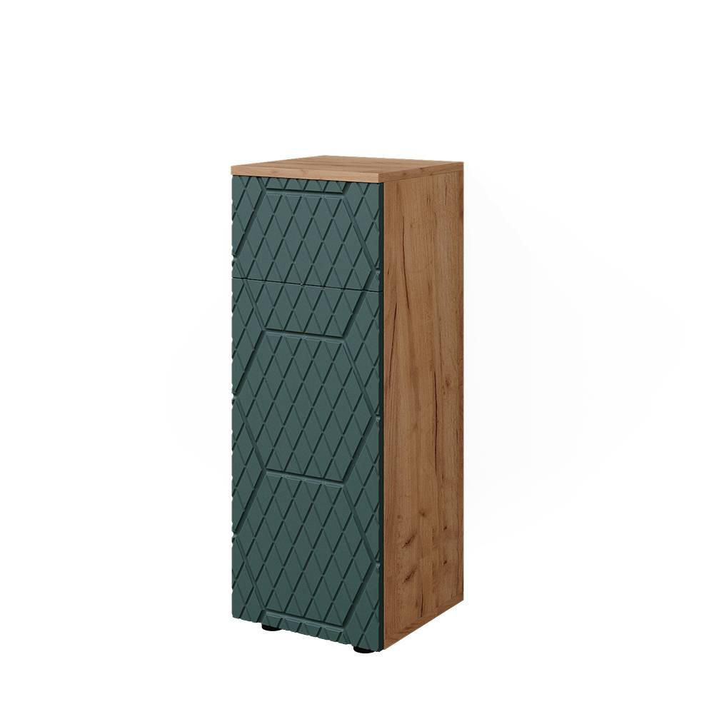 MIDISCHRANK Irma Goldkraft Eiche 30 x 81 cm mit 1 Schublade 2 Fächer Badezimmer - Grün, Holzwerkstoff (30/81/30cm) - Vicco