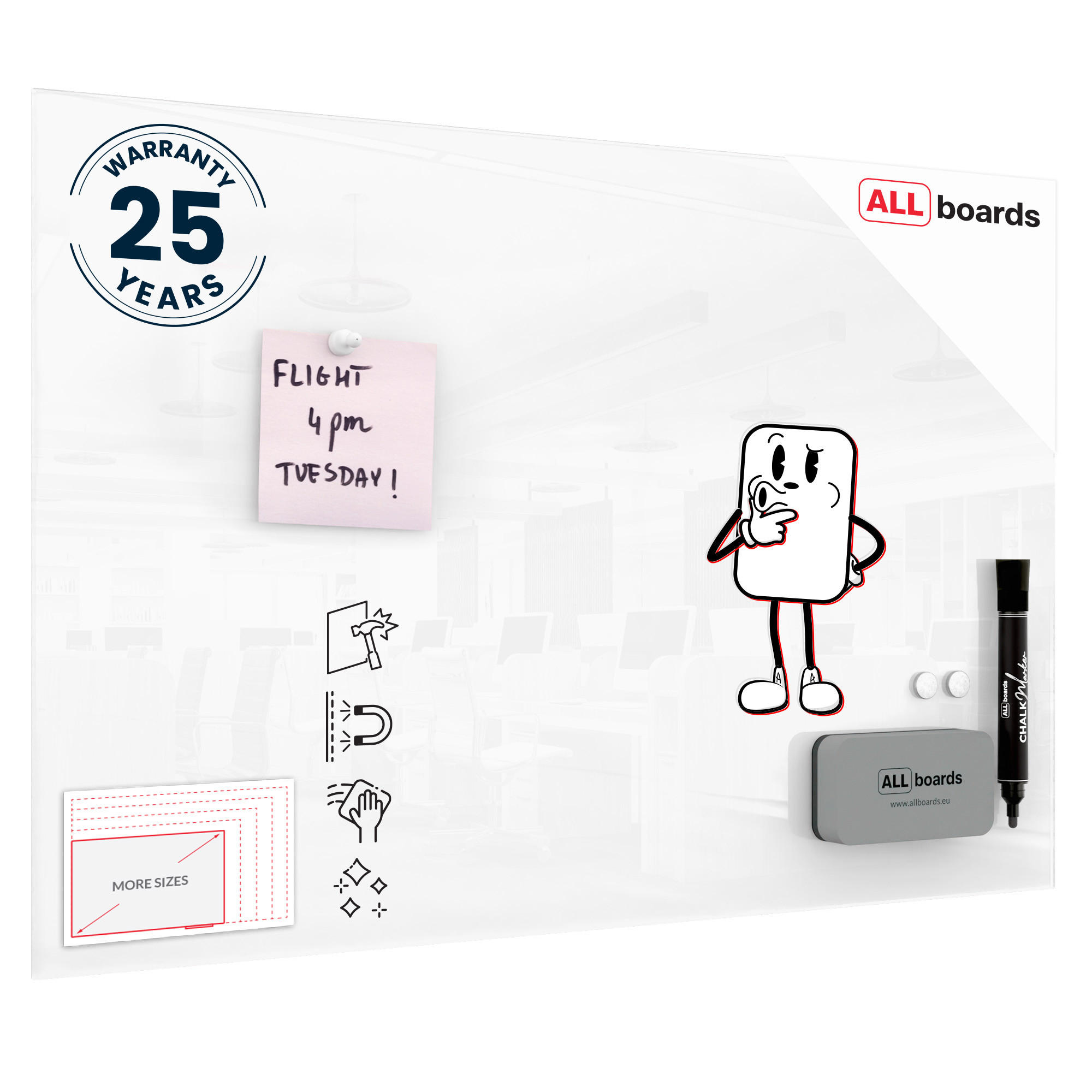 GLASBOARD - Premium SUPERWHITE Perlweiß 60x40cm - Weiß, Glas (60/40/0.7cm) - ALLboards